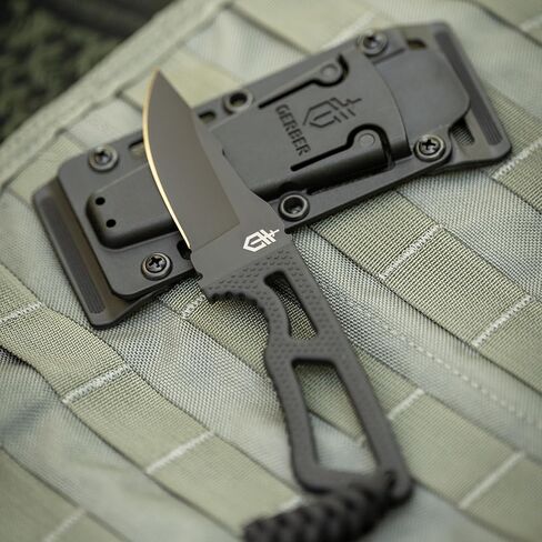 Gerber Gear Ghostrike Fixed 3.3" Blade Knife - 420HC Stainless Steel with Black Ceramic Coating, Diamond-Texture Grip, EDC, Modular Sheath, Made in USA in Saudi Arabia