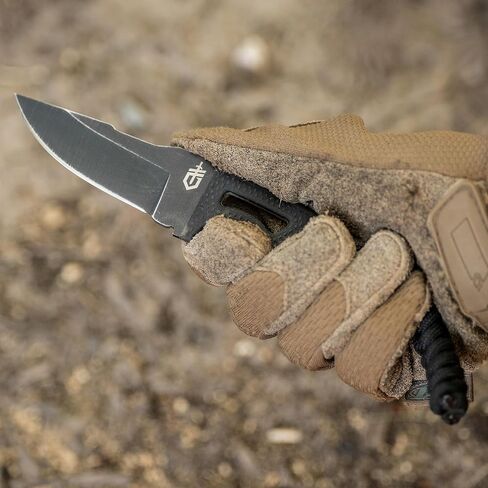 Gerber Gear Ghostrike Fixed 3.3" Blade Knife - 420HC Stainless Steel with Black Ceramic Coating, Diamond-Texture Grip, EDC, Modular Sheath, Made in USA in Saudi Arabia