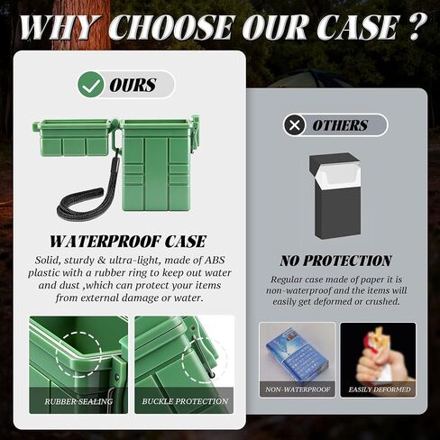 x-lighter Waterproof Case with 2pcs Permanent Match for Outdoor Camping | cigarette case, cigarette holder case, 20pcs cigarette holder case, Cigarette Case 100s King Size, Smoking Accessories in Kuwait