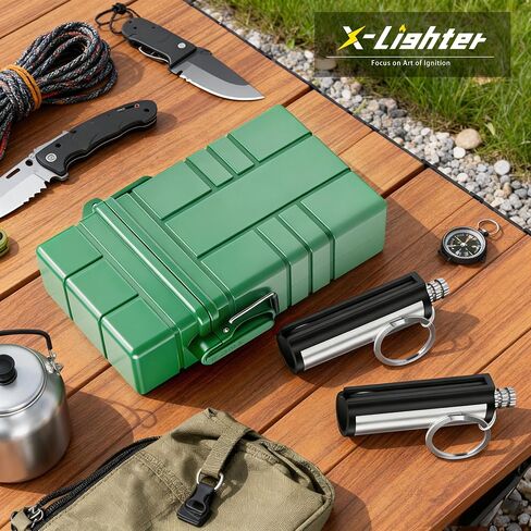 x-lighter Waterproof Case with 2pcs Permanent Match for Outdoor Camping | cigarette case, cigarette holder case, 20pcs cigarette holder case, Cigarette Case 100s King Size, Smoking Accessories in Kuwait