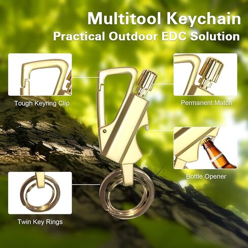 2 Pack Permanent Match Infinity Lighter, Reusable Metal Match Fire Starter Keychain with Bottle Opener, Strike Ignition EDC Survival Tool for Camping, Hiking & Emergency Use, Gift for Man in Saudi Arabia