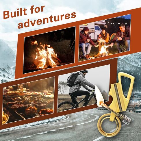 2 Pack Permanent Match Infinity Lighter, Reusable Metal Match Fire Starter Keychain with Bottle Opener, Strike Ignition EDC Survival Tool for Camping, Hiking & Emergency Use, Gift for Man in Saudi Arabia