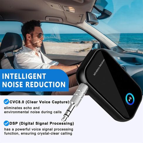 Bluetooth AUX Adapter for Car,3.5mm Wireless Receiver,AUX Bluetooth Car Adapter,Hands-Free Call for Cars, Speakers, Stereo Systems and Headphones in Saudi Arabia