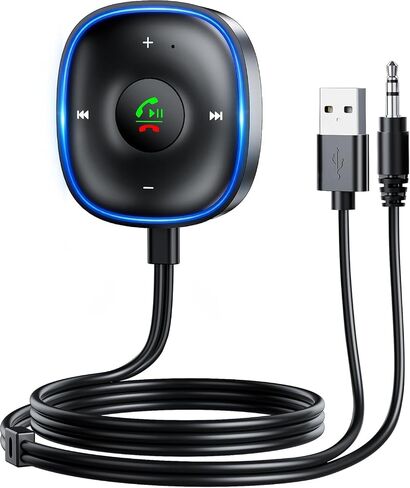 Bluetooth 5.3 Aux Car Adapter, SONRU Bluetooth Receiver for Car [Dual Connection & Mic Noise Cancellation], Aux Adapter with Plug-and-Play for Music/Hands-Free Calls/Stereo Audio in Saudi Arabia