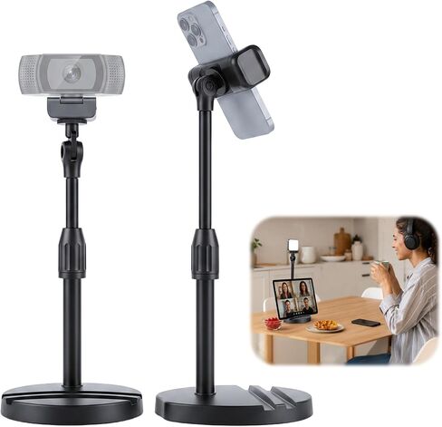 Webcam Stand for Desk with Phone Holder, Table Telescopic Camera Tripod, Webcam Mount Compatible with Logitech Webcam C922 C930e C920S C920 C615 C960 C920x BRIO 4K NexiGo N60, 1/4'' Thread in Saudi Arabia