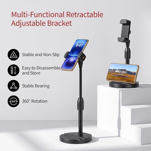 Webcam Stand for Desk with Phone Holder, Table Telescopic Camera Tripod, Webcam Mount Compatible with Logitech Webcam C922 C930e C920S C920 C615 C960 C920x BRIO 4K NexiGo N60, 1/4'' Thread in Saudi Arabia