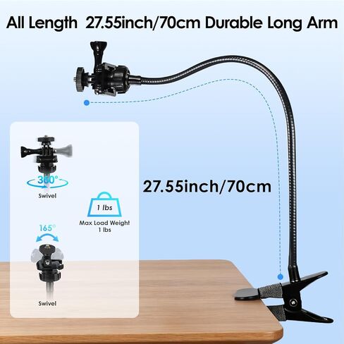 Webcam Stand, Flexible Gooseneck Desk Camera Mount Clamp, Desk Webcam Arm Compatible with Logitech C960 C930e C930 C920 C920S C922x C922 Brio 4K C925e C615, 1/4" Thread in Saudi Arabia