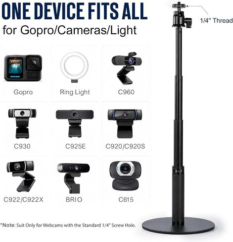 Webcam Stand for Desk, 28" Telescopic Tripod with Phone Holder, Desktop Webcam Mount Compatible with Logitech Webcam C922 C930e C920S C920 C615 C960 C920x BRIO 4K NexiGo N60, 1/4'' Thread in Saudi Arabia