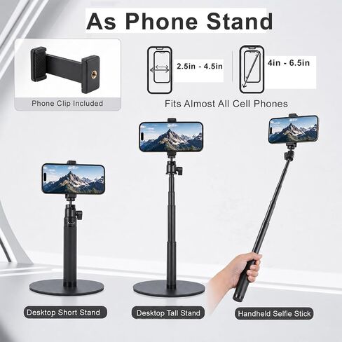 Webcam Stand for Desk, 28" Telescopic Tripod with Phone Holder, Desktop Webcam Mount Compatible with Logitech Webcam C922 C930e C920S C920 C615 C960 C920x BRIO 4K NexiGo N60, 1/4'' Thread in Saudi Arabia