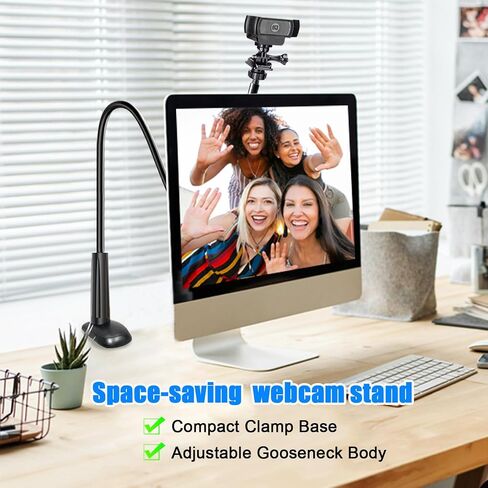 JCWINY Webcam Mount, 39 Inch Webcam Stand for Desk Flexible Gooseneck Computer Camera Stand Arm Clamp with Phone Holder Compatible with Logitech C930e C930 C920 C922x C922 Brio 4K C925e C615 in Saudi Arabia