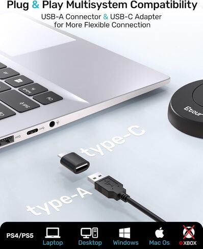 Mic for Mac Mini M4/M4 Pro, USB-C, Plug & Play Desktop, Cardioid Condenser | Custom for Mac Mini M4/M4 Pro, External Small Computer Mic for Laptop, MacBook Pro/Air, Recording, Dictation, Meeting in Saudi Arabia