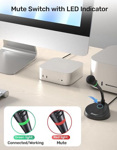 Mic for Mac Mini M4/M4 Pro, USB-C, Plug & Play Desktop, Cardioid Condenser | Custom for Mac Mini M4/M4 Pro, External Small Computer Mic for Laptop, MacBook Pro/Air, Recording, Dictation, Meeting in Saudi Arabia