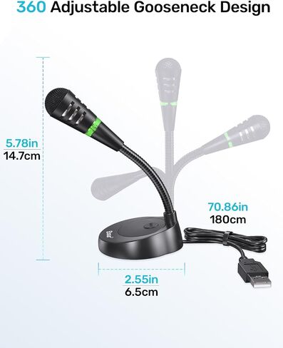 Mic for Mac Mini M4/M4 Pro, USB-C, Plug & Play Desktop, Cardioid Condenser | Custom for Mac Mini M4/M4 Pro, External Small Computer Mic for Laptop, MacBook Pro/Air, Recording, Dictation, Meeting in Saudi Arabia