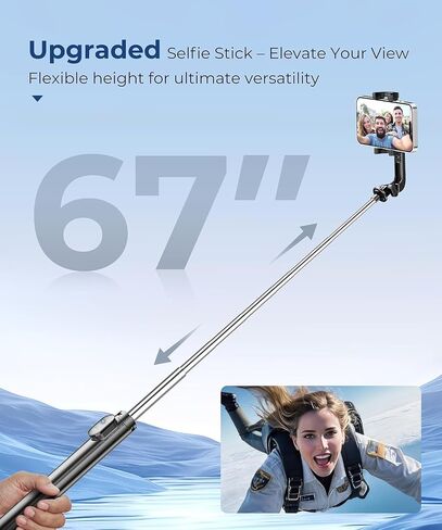 Fuloview 67" Selfie Stick Tripod for iPhone, Lightweight Travel Phone Tripod with Wireless Remote, Extendable Cell Phone Stand for Photography, Video & Live Streaming – Black in Saudi Arabia