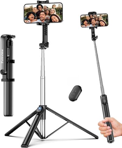 Fuloview 67" Selfie Stick Tripod for iPhone, Lightweight Travel Phone Tripod with Wireless Remote, Extendable Cell Phone Stand for Photography, Video & Live Streaming – Black in Saudi Arabia