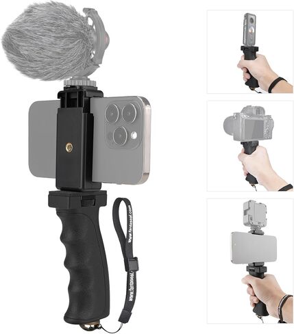 Universal Ergonomic Anti-Fall Phone Smartphone Handle Stabilizer Mount Rig | Portable Selfie Stick Tripod Handheld Vlogging Monopod for 60-85mm Wide iPhone Samsung Android in Saudi Arabia