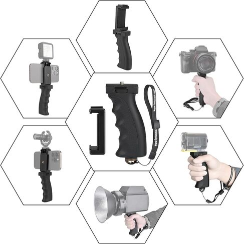 Universal Ergonomic Anti-Fall Phone Smartphone Handle Stabilizer Mount Rig | Portable Selfie Stick Tripod Handheld Vlogging Monopod for 60-85mm Wide iPhone Samsung Android in Saudi Arabia
