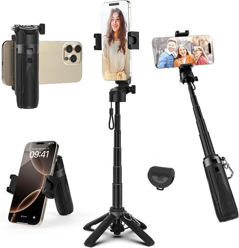 Takerers for Magsafe Tripod for iPhone【Pocket Size】 4-in-1 Portable Magnetic Selfie Stick for iPhone Stand for Video Recording Travel Magnetic Phone Tripod with Remote 【Upgraded 4 Legs】 in Saudi Arabia