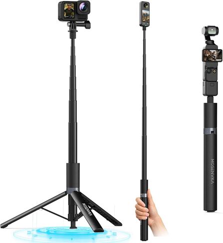 65'' Invisible Selfie Stick Tripod for Insta360 X5/X4/X3/GO 3s/Ace Pro 2/X2 | Auto Pop Open Action Camera Tripod | 2-in-1 Extendable Rod for Luna Ultra/DJI Osmo Pocket 3/4/360/Action 5/4, for GoPro 13/12 in Saudi Arabia