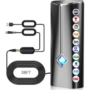 2026 Strongest TV Antenna, 5000+ Miles Range Digital Antenna for Smart TV Indoor Outdoor with Amplifier, 360° Reception HDTV Antenna for Local Channels Supports 8K,4K,1080P for All TVs-38FT Coax Cable in Saudi Arabia