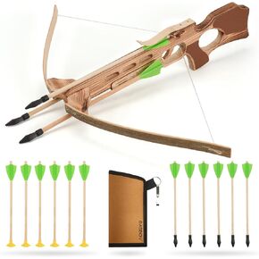 Crossbow Toy Set for Kids with 12 Handmade Wooden Arrows and Quiver, Cross Bow Archery Prop for Costume Cosplay, Halloween Party Role Play Gift for Boys and Girls, Green in Kuwait
