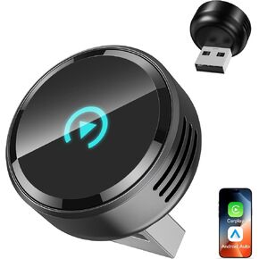 Ultra Mini Circular Wireless CarPlay & Android Auto Adapter, 3-5s Fast Auto Reconnect, Aluminum Alloy Vent Design, 2-in-1 CarPlay Wireless Adapter for iOS & Android with USB A/C Port in Saudi Arabia