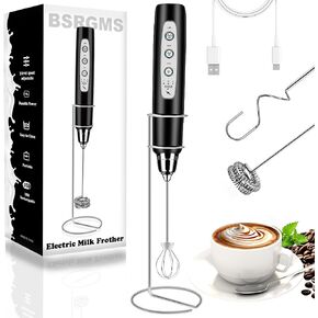 Milk Frother Wand Rechargeable Handheld Whisk Coffee 3 Speed Adjustable | Electric Whisk Drink Mixer with Stainless 3 Whisks Hand Frother , Foam Maker for Latte Cappuccino Matcha Egg Silver in Saudi Arabia
