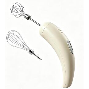 Cordless Hand Mixer with 5 Speed Modes, Handheld Electric Whisk, Hand Held Egg Beater with 2 Detachable Stir Whisks (White) in Saudi Arabia