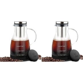 ماكينة تحضير القهوة الباردة من Bean Envy - إبريق زجاجي للمشروبات الباردة سعة 32 أونصة | بوروسيليكات خالية من البيسفينول A، فلتر من الفولاذ المقاوم للصدأ، آمن للاستخدام في غسالة الأطباق، إغلاق محكم، ماكينة تحضير الشاي المثلج، قاعدة من السيليكون in Kuwait