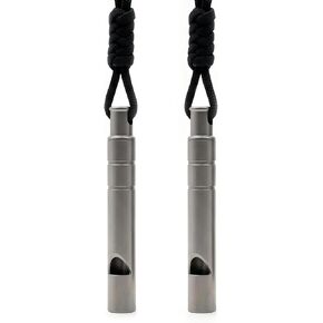 Titanium Emergency Whistle, 120dB Loud Pealess Signal Whistle with Lanyard and Keyring, Survival Safety Whistles for Hiking Camping Coaching Dog Training Outdoor Rescue Gear (2 Pack) in Saudi Arabia
