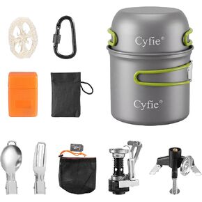 Camping Cookware Mess Kit, Stainless Steel Fork Spoon Kit, Portable Camping Cooking Set for Backpacking, Outdoor Camping Hiking and Picnic in Saudi Arabia