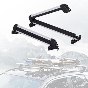 Ski& Snowboard Roof Racks, Ski Roof Racks with Anti-Theft Lock Racks Carrier for Snowboards Universal Ski Top Holder Fits for Square/Aero/Oval Cross Bars, Silver, Large in Saudi Arabia