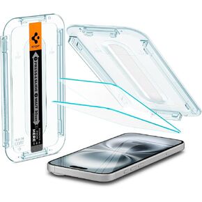 Spigen GlasTR EZ FIT Screen Protector for iPhone 16/15 | 9H+ tempered glass, Scratch resistance, auto-align tray, Lab-tested 100% clarity, Original touch, Case-friendly, 2 Pack in Kuwait