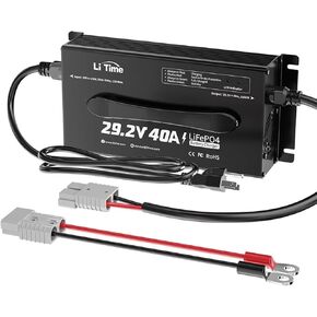 LiTime 24V (29.2V) 20A Lithium Battery Charger, 0V Activation, AC-DC | For LiFePO4 Batteries, 3-Stage Charging with Anderson Connector & LED Indicator, Ideal for RV, Home, Off-Grid, Solar System in Saudi Arabia