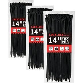 Zip Ties 14 inch(100 Pack), 60 lb, Black Heavy Duty Wire Ties, UV Resistant Cable Ties for Indoor and Outdoor Use, LOCKLOCK in Saudi Arabia