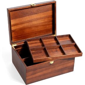 Large Wooden Keepsake Box - Wood Storage Box Decorative Boxes with Combination Lock for Storing Keepsake Memory Gift, 12.5 IN Wooden Memory Boxes with Lid for Home Decor-WB005-(Brown in Saudi Arabia