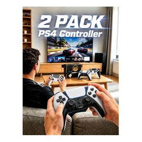 Enstixsm 2 Pack for PS4 Controller,Wireless Dual Remote Shock Control for PS4 Slim Pro,ALPS Zero Drift Sticks Game Control,PC Gaming Turbo Back Paddles Gamepad,Alternative Original,Black White in Saudi Arabia