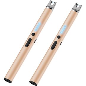2 Packs Lighters Electric Candle Lighter Rechargeable Long Lighters Matches | Windproof Flameless Arc Lighters with Safety Lock for Grill BBQ Camping Birthday Stocking Stuffer Christmas. in Saudi Arabia