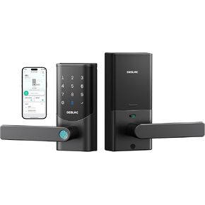 DESLOC K221 Fingerprint Smart Door Lock with Handle 16-Month Battery | Built-in WiFi, Keypad Door Lock with App Control, Auto Lock for Garage Entry Door, Front Door & Bedroom, Black in Saudi Arabia