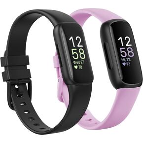 2 Pack Waterproof Bands Compatible with Fitbit inspire 3 Bands Women Men | Classic Soft Breathable Sports Replacement Wristbands ﻿ in Saudi Arabia