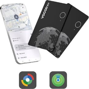 VOCOlinc Air Tag Smart Card for Android & iOS, New Dual System Rechargeable Wallet Tracker Work with Google Find Hub or Apple Find My APP, Item Finder Locator for Luggage, Suitcase. Slim 1.6mm, 2 Pack in Saudi Arabia