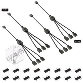 3Pin ARGB Splitter Cable, 1-to-3 Female to Female Extension Cord | 5V Addressable RGB Splitter, 4 Pcs with 16 Male Pins for PC Chassis Fans, CPU Coolers & Computer Heat Sinks in Saudi Arabia