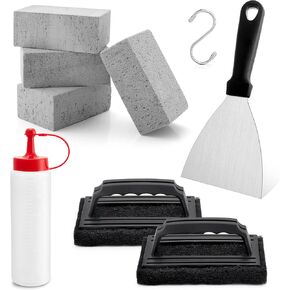 HaSteeL 9Pcs Griddle Cleaning Kit for Teppanyaki Flat Top Grill | Grill Accessories With Grill Stone, Cleaning Brush, Griddle Scraper for BBQ Oven Stove, Powerful Cleaning to Remove Stain in Saudi Arabia