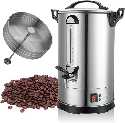 Commercial Coffee Maker 100 Cup Coffee Urn Hot Beverage Dispenser 4 Gallon 16L Large Coffee Urn Dual Layers 304 Stainless Steel 1300W Fast Brew Percolator For Business, Catering, Church in Saudi Arabia