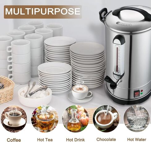 Commercial Coffee Maker 100 Cup Coffee Urn Hot Beverage Dispenser 4 Gallon 16L Large Coffee Urn Dual Layers 304 Stainless Steel 1300W Fast Brew Percolator For Business, Catering, Church in Saudi Arabia