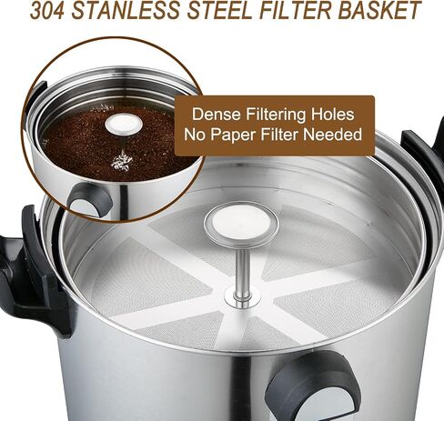 Commercial Coffee Maker 100 Cup Coffee Urn Hot Beverage Dispenser 4 Gallon 16L Large Coffee Urn Dual Layers 304 Stainless Steel 1300W Fast Brew Percolator For Business, Catering, Church in Saudi Arabia