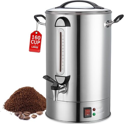 Commercial Coffee Urn 120 Cup Large Coffee Urn 20L Coffee Maker Stainless Steel Double Wall Coffee Percolator 1300W Quick Brew Hot Beverage Dispenser for Events, Parties, Catering, Gathering, Hotels in Saudi Arabia