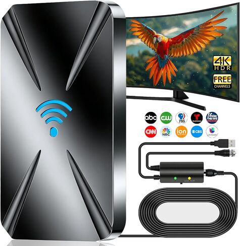 2026 Indoor Antenna, Long Range TV Antenna for Local Channels, Digital TV Antenna for Smart TV with Upgraded Amplifier, Outdoor Antenna Support 8K 4K 1080p All TVs -38FT Coax Cable in Saudi Arabia