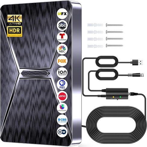 2026 Upgraded Indoor TV Antenna,5000+ Miles Range HD Digital Antenna for Smart TV, Strongest with Amplified Signal Booster Supports 4K 8K 1080p All TVs- 38FT Coaxial Cable for Local Channels in Saudi Arabia