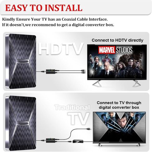 2026 Upgraded Indoor TV Antenna,5000+ Miles Range HD Digital Antenna for Smart TV, Strongest with Amplified Signal Booster Supports 4K 8K 1080p All TVs- 38FT Coaxial Cable for Local Channels in Saudi Arabia